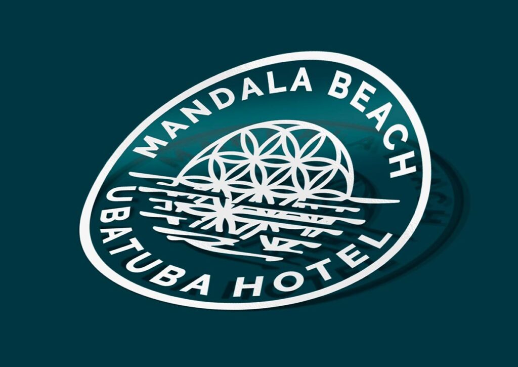 Adesivo promocional Mandala Beach Ubatuba Hotel. Criação da Ópera Criativa, Linguagem de Marca