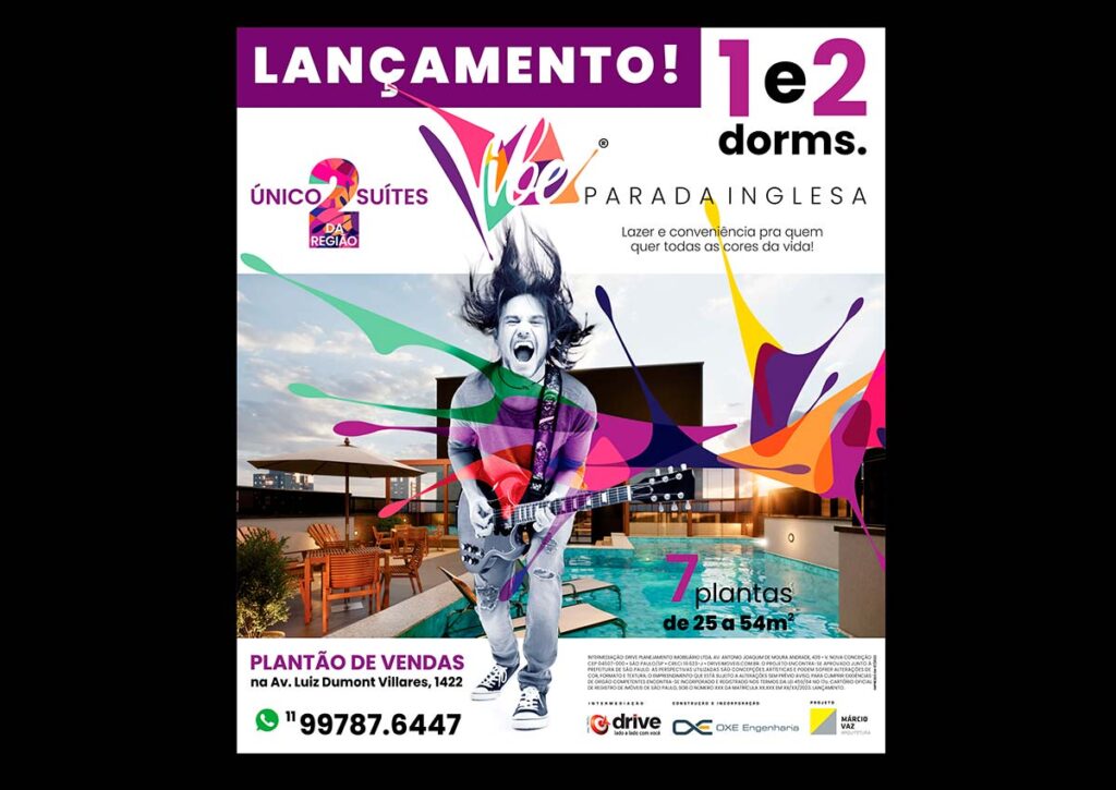 Anúncio para jornal criado pela Ópera para a OXE Engenharia de São Paulo, SP para apresentar o empreendimento Vibe Parada Inglesa.