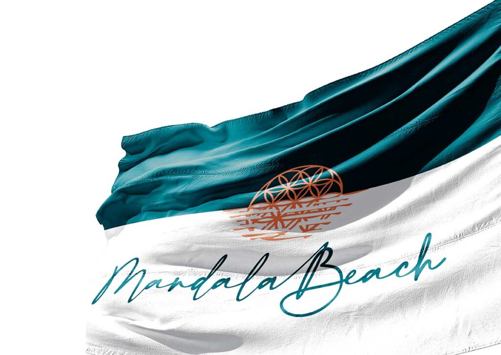 Bandeira Mandala Beach Ubatuba Hotel. Criação da Ópera Criativa, Linguagem de Marca