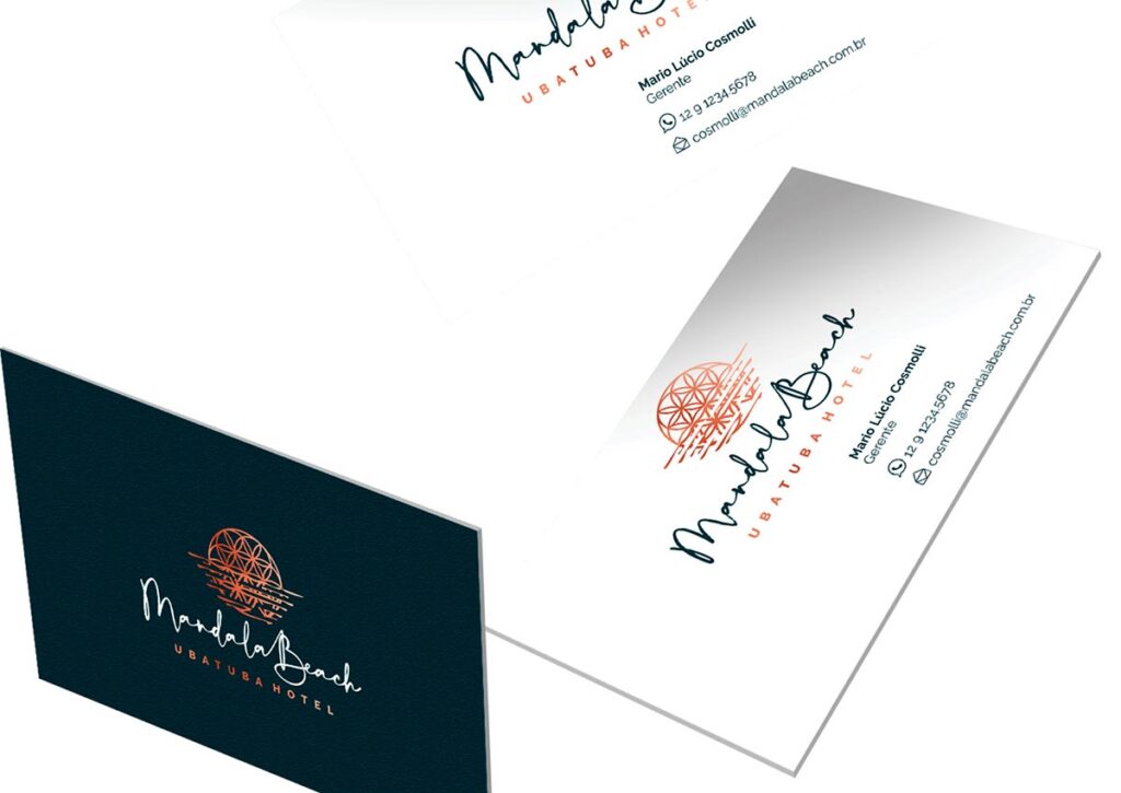 Cartão de visita Mandala Beach Ubatuba Hotel. Criação da Ópera Criativa, Linguagem de Marca
