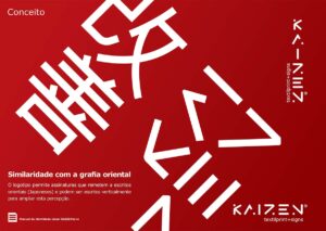 Conceituação da Identidade Visual Kaizen TextilPrint + Signs. Parte do Manual de Linguagem da Marca para a empresa especializada em Signs e Impressão Digital sobre Tecidos desenvolvido pela Ópera Criativa.