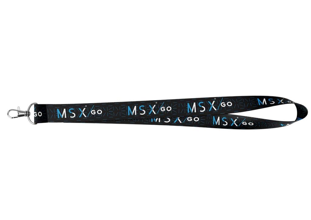 Cordão para Crachá MSX/GO. Parte do Manual de Linguagem da Marca desenvolvido pela Ópera Criativa para a empresa paulista especializada em Gerenciamento de Obras.