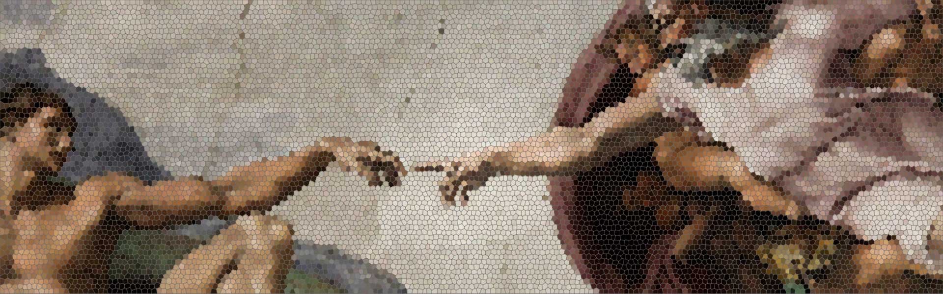 Estilização digital da obra de Michelangelo di Lodovico Buonarroti Simoni. Afresco do teto da Capela Sistina. Para ilustrar o Artigo Talento X Criatividade da Banca da Ópera Criativa.