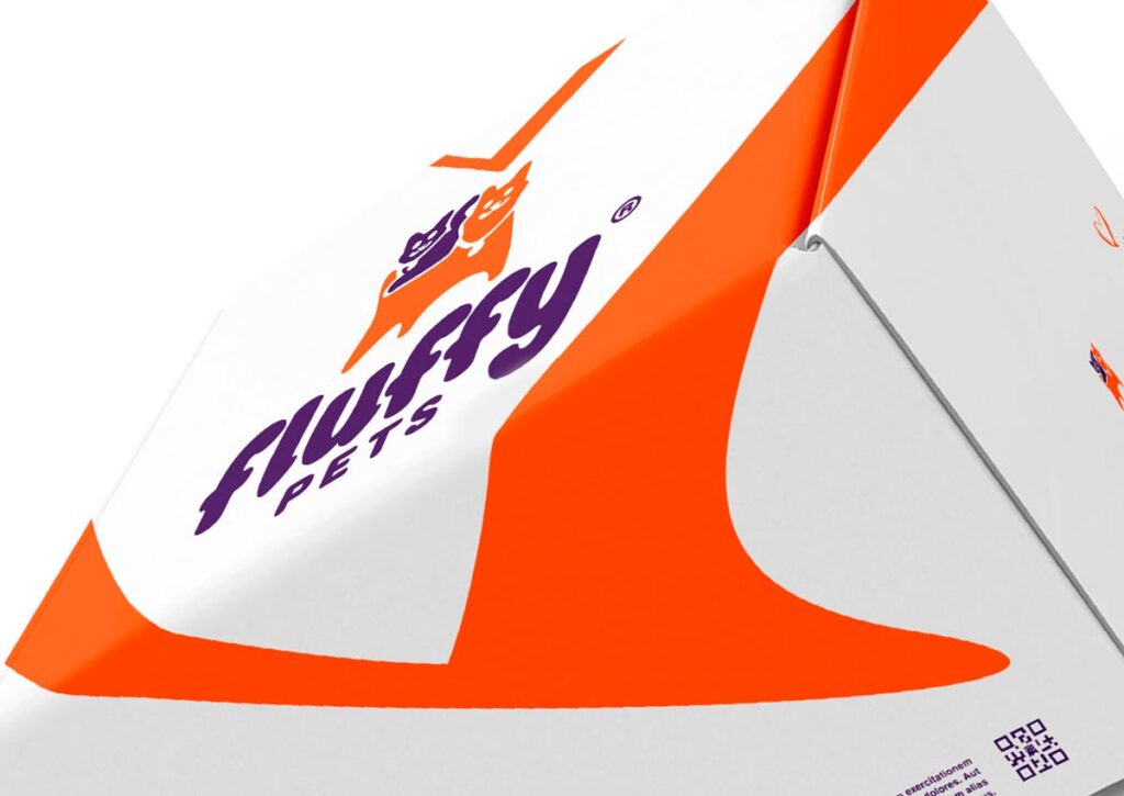 Embalagem para kit de produtos FluffyPets. Por Ópera Criativa, Linguagem de Marca