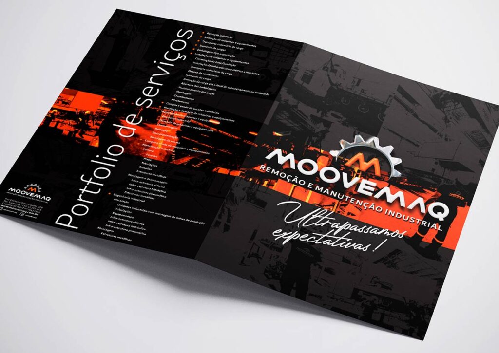 Capas do folder Moovemaq, criado pela Ópera para a empresa de São Paulo, SP.