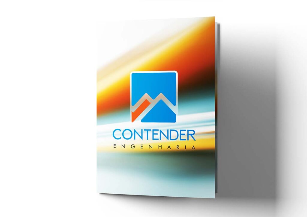 Capa do folder desenhado para a Contender Engenharia. Criação, diagramação e design da Ópera Criativa, de Santo André, SP.