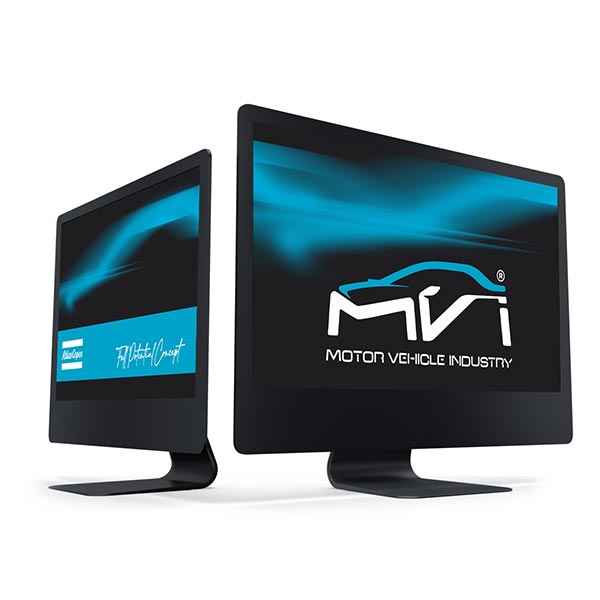 Monitores com o logotipo MVI na tela