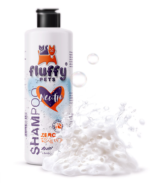 Imagem do topo da página de apresentação dos rótulos para a linha de shampoos para uso veterinário da Fluffy Pets.