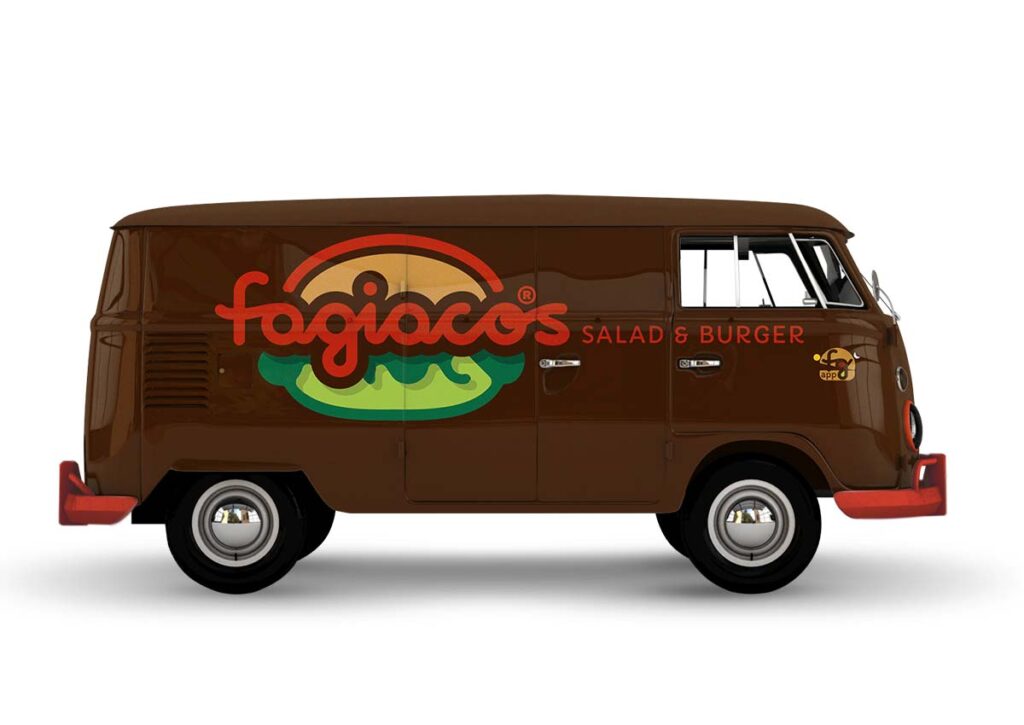 Kombi Fagiacos Salad & Burger. Parte do Manual de Linguagem de Marca desenvolvido pela Ópera Criativa.