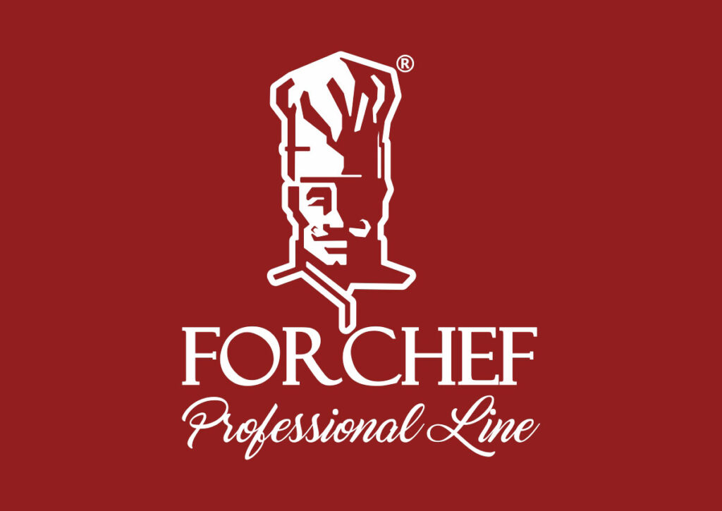 Logotipo ForChef Professional Line, criado pela Ópera Criativa para a divisão Prime Food da Costa Importação & Exportação.