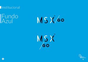 Logotipo MSX/GO sobre fundo Azul. Parte do Manual de Linguagem da Marca desenvolvido pela Ópera Criativa para a empresa paulista especializada em Gerenciamento de Obras.