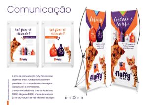 Linha de Comunicação FluffyPets. Parte do Manual de Linguagem de Marca desenvolvido pela Ópera Criativa.