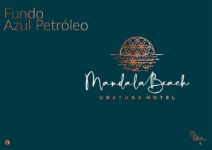 Página do logotipo Mandala Beach para fundos Verde Petróleo do Manual de Identidade Visual do Mandala Beach/Ubatuba Hotel. Desenvolvido pela Ópera Criativa para a OXE Empreendimentos Imobiliários.