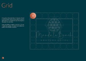Página da Grade Construtiva do logotipo do Manual de Identidade Visual do Mandala Beach/Ubatuba Hotel. Desenvolvido pela Ópera Criativa para a OXE Empreendimentos Imobiliários.