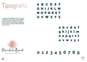 Página Tipografia do Manual de Identidade Visual do Mandala Beach/Ubatuba Hotel. Desenvolvido pela Ópera Criativa para a OXE Empreendimentos Imobiliários.
