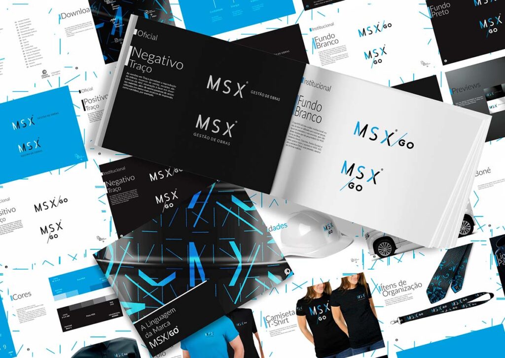 Manual MSX/GO. Parte do Manual de Linguagem da Marca desenvolvido pela Ópera Criativa para a empresa paulista especializada em Gerenciamento de Obras.