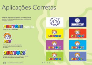 Aplicações Corretas do Logotipo ZukToys. Parte do Manual de Linguagem da Marca desenvolvido pela Ópera Criativa para a loja de brinquedos e jogos.