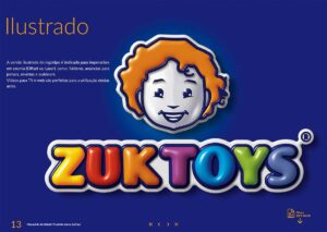 Logotipo Ilustrado ZukToys. Parte do Manual de Linguagem da Marca desenvolvido pela Ópera Criativa para a loja de brinquedos e jogos.