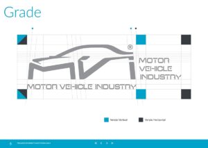 Grade de Construção do Logotipo do Programa MVI Motor Vehicle Industry. Parte integrante do Manual de Linguagem da Marca desenvolvido pela Ópera Criativa para a Atlas Copco Brasil.