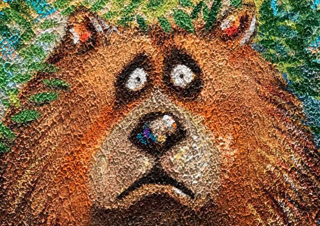 Detalhe da pintura em Mural, Ópera Criativa, Linguagem de Marca