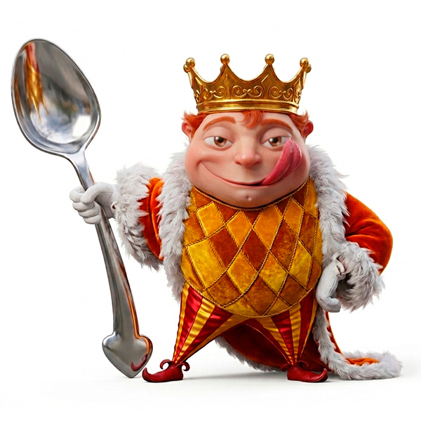 Personagem O Rei Glutão criado pela Ópera Criativa para a Real Food de Santo André SP